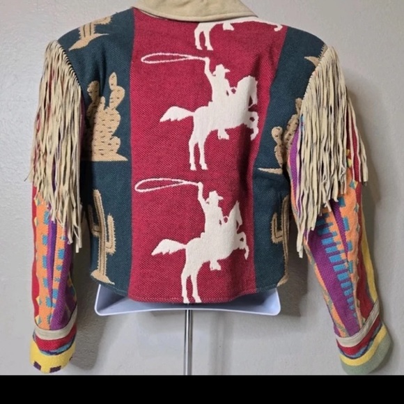 Vintage Pioneer Wear Womans Fringe Jacket Western Multicolored Adult Size Large - Picture 2 of 12